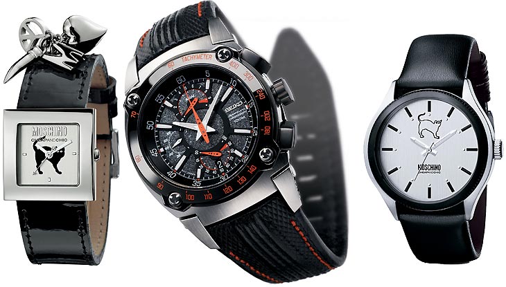 In October 2008 Seiko presents watches for her and him such as the Moschino „Time for Pendant“, the Seiko "Sportura Chronograph", or the Moschino „Let’s turn black“ (image below) for being in time to celebrate with witches, ghosts, and evil spirits the All Hallows' Eve, which means as much as the All Saints' Evening.