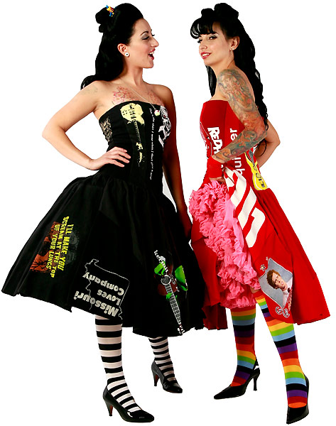 US fashion designer Angela Johnson presents for spring 2009 eco-friendly gowns made from recycled, thrift store T-shirts under the title 'Candy Land'.