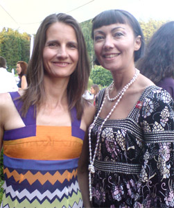 fig.: (from left to right) Birgit Indra in one of her own creations beneath the fashion journalist and trnd researcher Irmie Schüch-Schamburek at the 'Indra for Pleasure' presentation on 28 July 2009 at Relais & Châteaux Hanner, in Lower-Austria. 