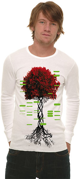 fig.: Organic Long Sleeve from the DNA Strand line, spring/summer 2010. The DNA line shows small segments of the wearers' own genetic code. 